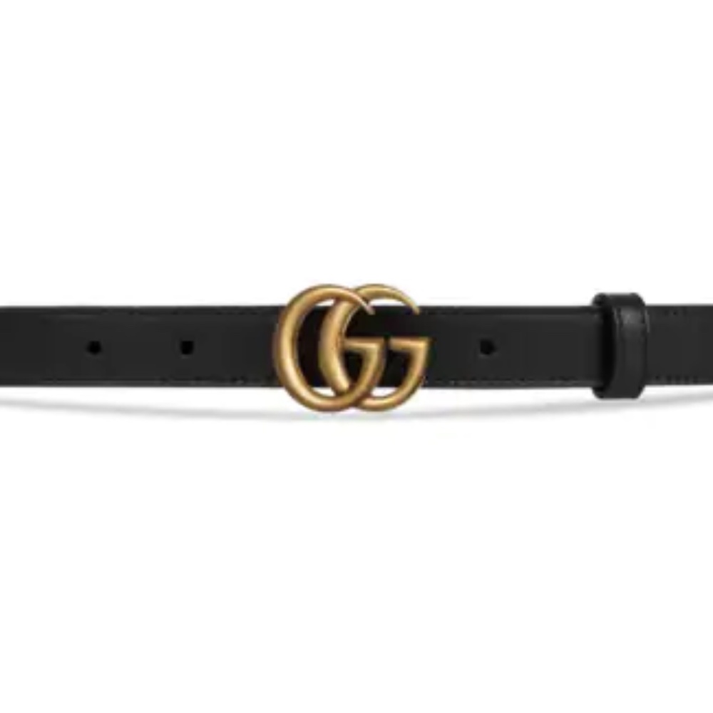 Leather belt with Double G buckle